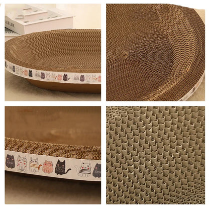 Petssify Corrugated Cat Scratching Post with Catnip – Wear-Resistant Scratcher & Bed