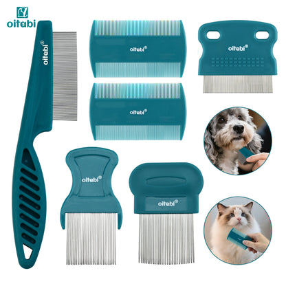 Petssify Oitabi Pet Grooming Comb Set – 5-Piece Stainless Steel Combs for Dogs & Cats