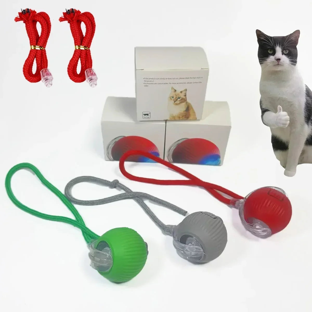1~3pcs Cat Interactive Ball Toy Automatic Rolling Ball Tail Rechargeable Smart Pet Electric Toy Dog Cat Training Imitate Mouse