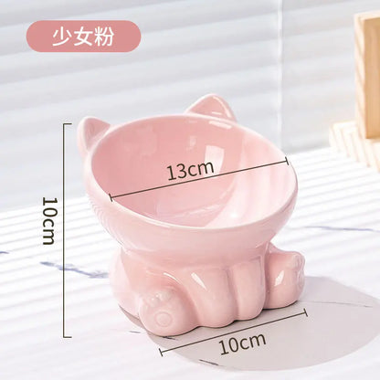 Cat Bowl Pet Accessories Ceramic Diagonal High Feet Cute Protection Cervical Spine Dog Bowl Drink Water Bowl Pet Supplies