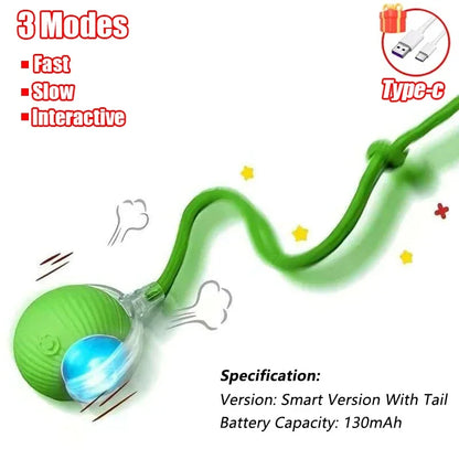 1~3pcs Cat Interactive Ball Toy Automatic Rolling Ball Tail Rechargeable Smart Pet Electric Toy Dog Cat Training Imitate Mouse