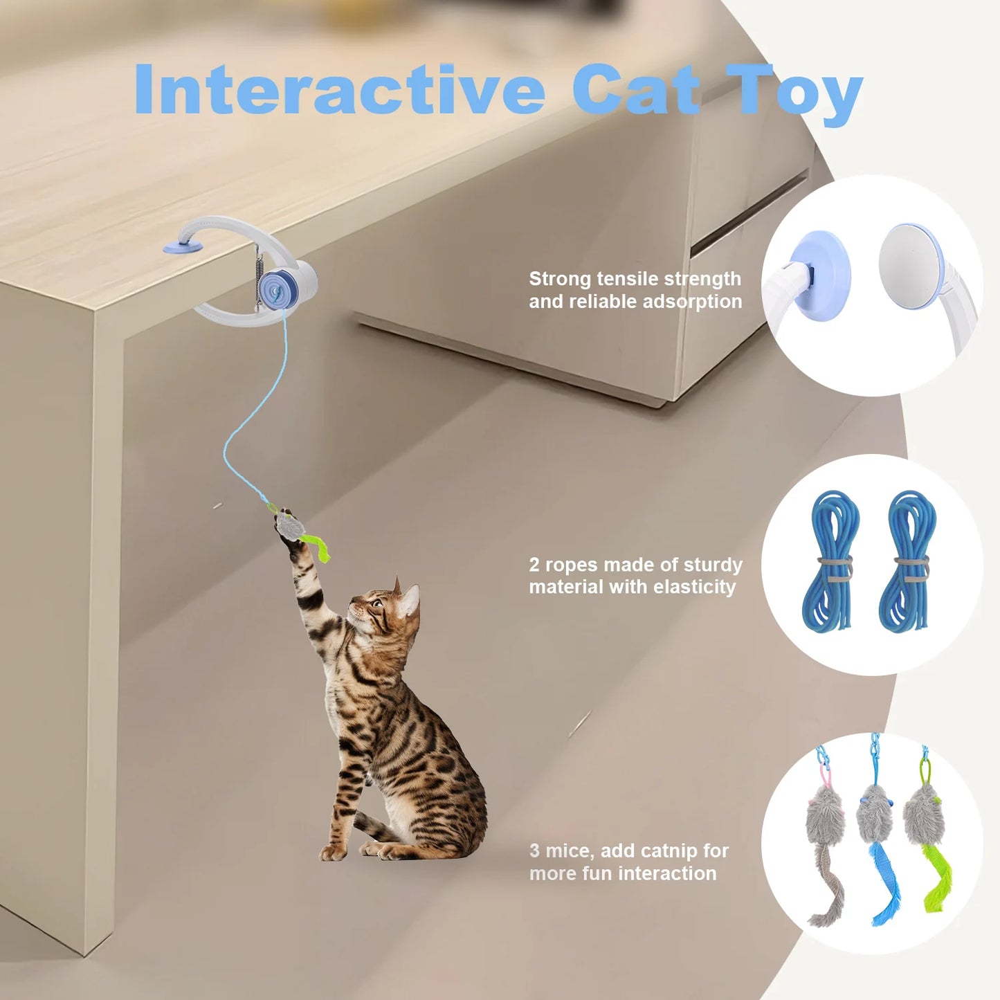 Electric Door Hanging Cat Toy | USB Rechargeable | Retractable Self-Play Kitten Toy