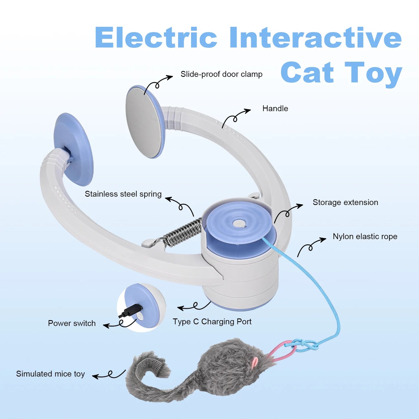 Electric Door Hanging Cat Toy | USB Rechargeable | Retractable Self-Play Kitten Toy