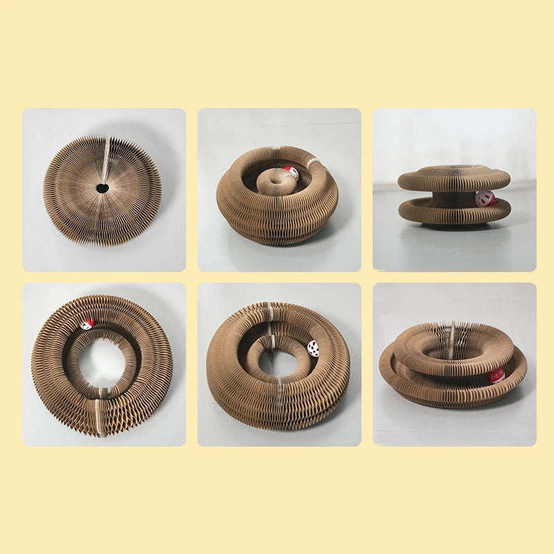 Round Cat Scratch Board with Ball Toy (Corrugated Cardboard)