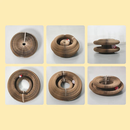 Round Cat Scratch Board with Ball Toy (Corrugated Cardboard)