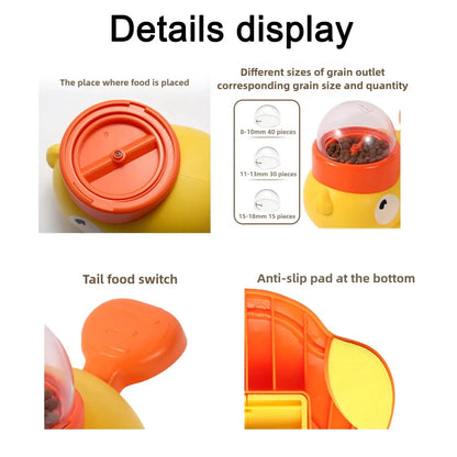 Interactive Cat Feeder Toy – Manual Press Treat Dispenser, No Battery, Duck Design
