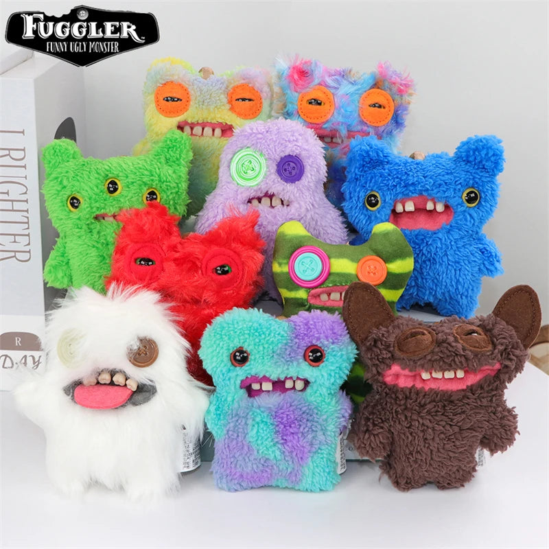 12cm Original FUGGLER Plush Toys Keychains Funny Ugly Teeth Monster Crazy Rabbit Wide-Eyed Fugguler Peluche Dolls Pendants Gifts