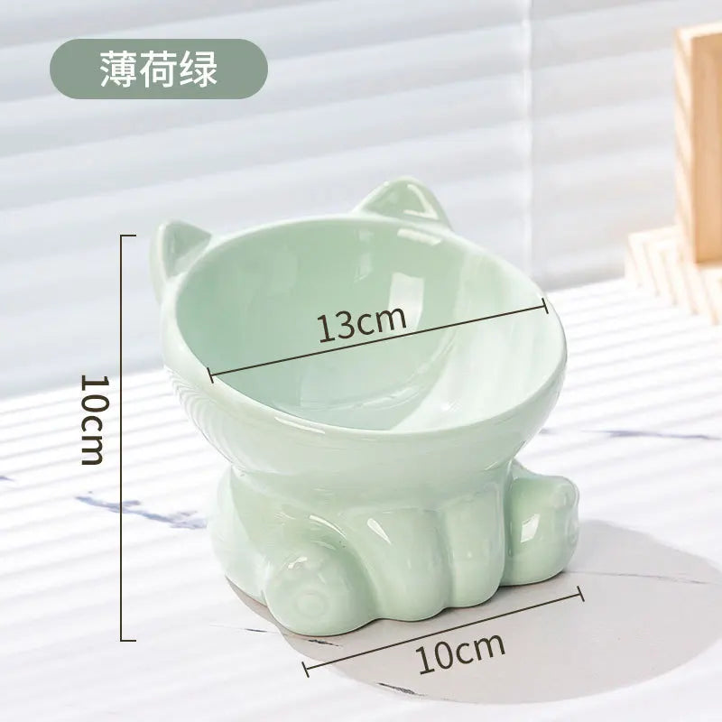 Cat Bowl Pet Accessories Ceramic Diagonal High Feet Cute Protection Cervical Spine Dog Bowl Drink Water Bowl Pet Supplies