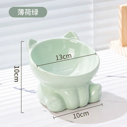 Cat Bowl Pet Accessories Ceramic Diagonal High Feet Cute Protection Cervical Spine Dog Bowl Drink Water Bowl Pet Supplies