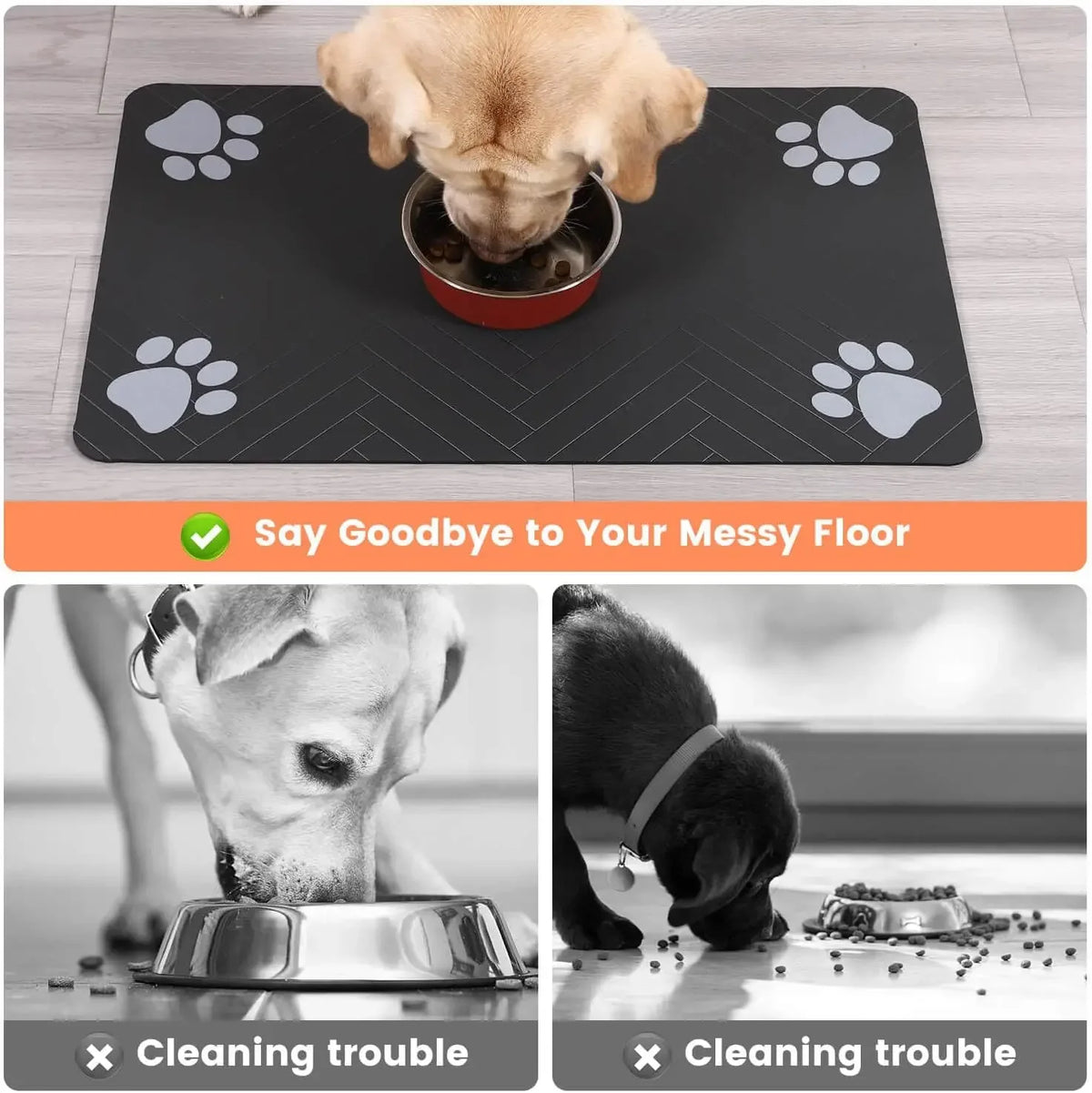 Petssify Absorbent Pet Feeding Mat – Waterproof Placemat for Dog & Cat Bowls