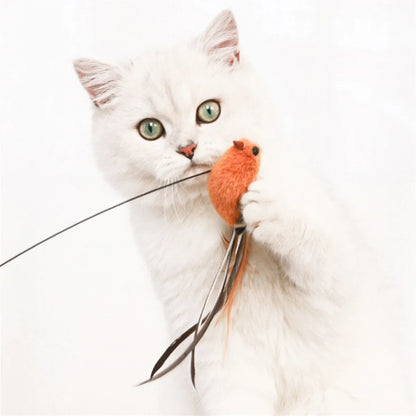 Petssify Simulated Bird Cat Toy – Suction Cup Feather Teaser with Steel Wire Rod