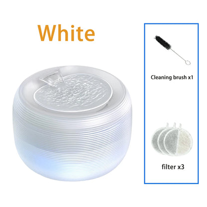 Smart Ultra Quiet Waterfall ﻿ 2.5L Cat Water Dispenser with Smart Pump Pet Water Fountain for Cats and Dogs Built-in LED Light