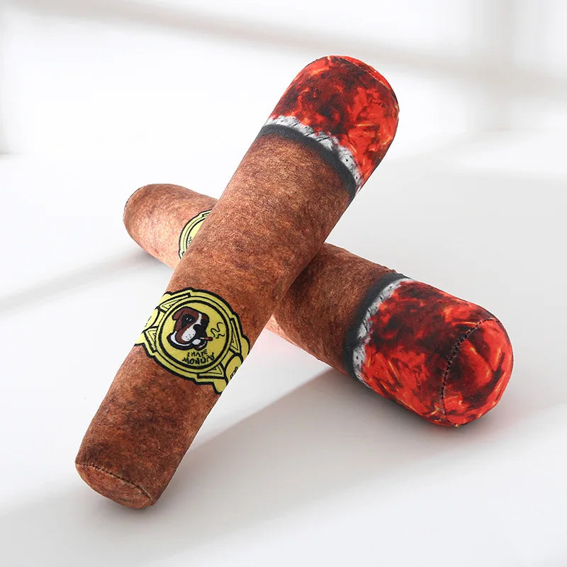 1pc Plush Dog Toy, Cute Dog Birthday Gift, Dog Chew Toy For Medium & Large Dogs (Cigar Shape)