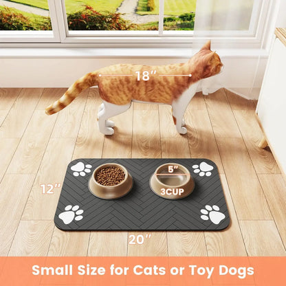 Petssify Absorbent Pet Feeding Mat – Waterproof Placemat for Dog & Cat Bowls