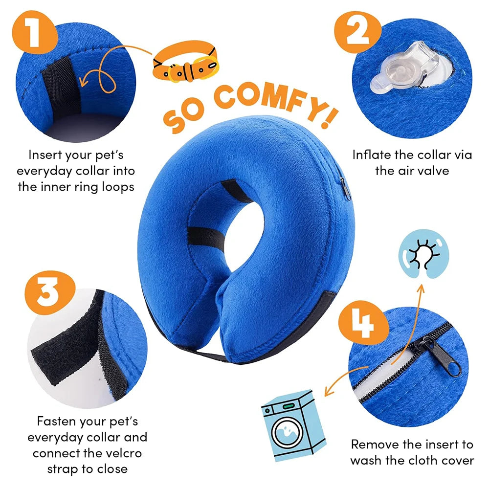 Petssify Inflatable Dog Cone Collar – Soft Recovery Donut for Dogs & Cats