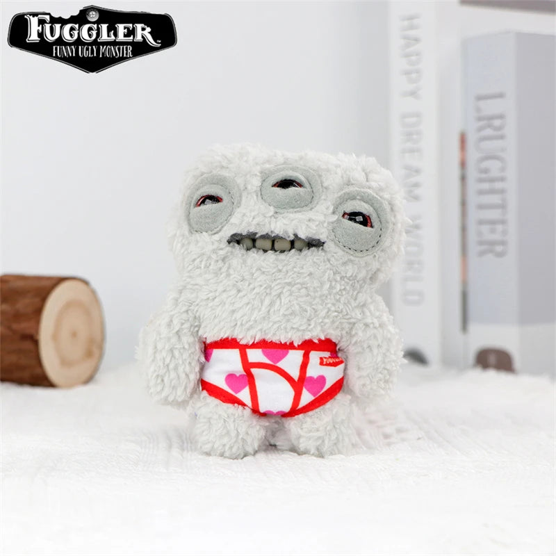 12cm Original FUGGLER Plush Toys Keychains Funny Ugly Teeth Monster Crazy Rabbit Wide-Eyed Fugguler Peluche Dolls Pendants Gifts