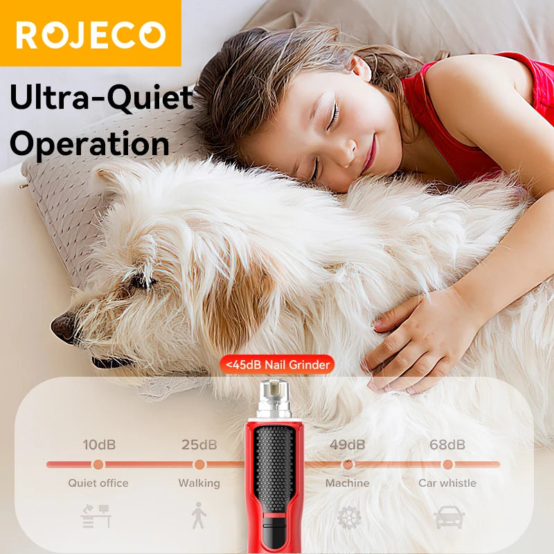 Petssify ROJECO Pet Nail Grinder – 7-Speed Rechargeable with LED Light