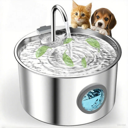 Petssify 108oz Stainless Steel Cat Water Fountain – Ultra-Silent 3.2L Pet Dispenser