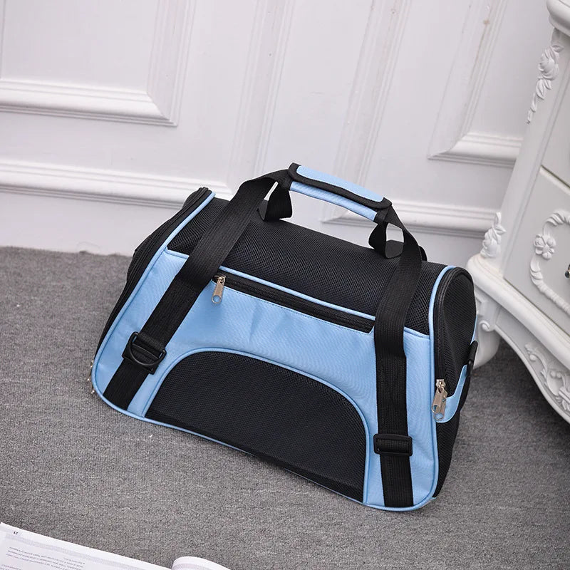 Pet Portable Foldable Four Sided Breathable Mesh Pet Bag Cat and Dog One Shoulder Travel Bag Crossbody Handbag Backpack Cat Bag