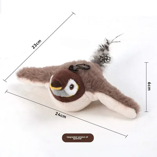 Interactive Cat Toys, Rechargeable Chirping Flapping Bird with Catnip for Indoor Cats, Touch Activated Plush Toys for Cats