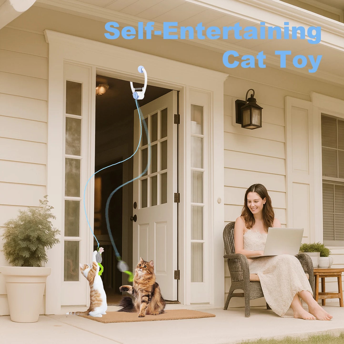 Electric Door Hanging Cat Toy | USB Rechargeable | Retractable Self-Play Kitten Toy