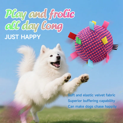 Interactive Ball Dog Toy Suitable for  Chewing Training, Stress Relief, Bite Sound Resistance, Plush tug-of-war Toy three color