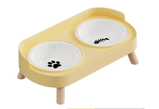 A Colorful Dopamine Pet Double Bowl Fashion Feeding Large Capacity Stainless Steel Dog Bowl Drinking Water Neck Cat Double Bowl