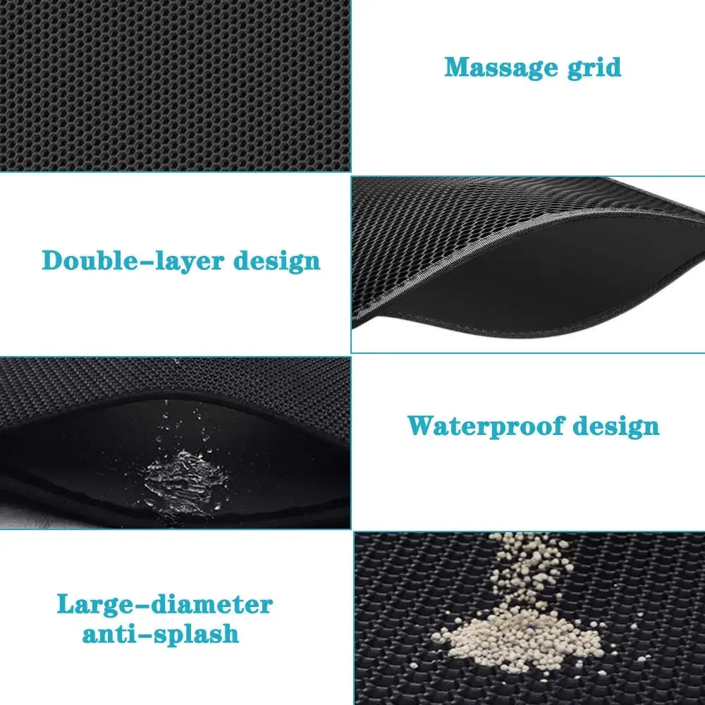 Double-Layer Cat Litter Mat | Waterproof & Non-Slip | Traps Sand & Litter | Washable | Bonus Gift Included