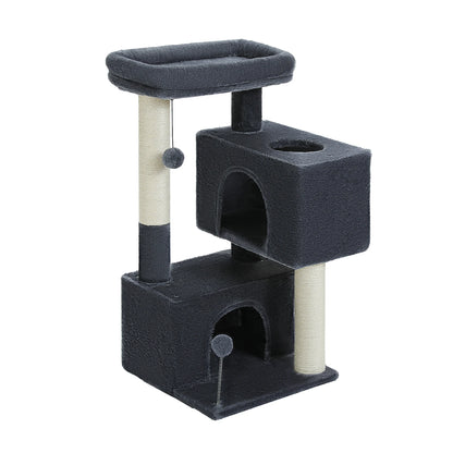 Small Cat Tree Tower | Natural Sisal Scratching Post | Top Perch & Private Condo | Perfect for Indoor Cats