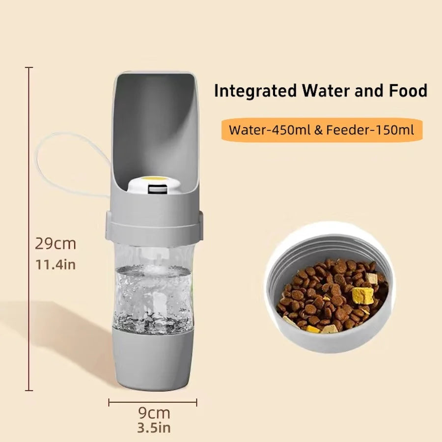Petssify Portable Dog Water Bottle with Storage – 2-in-1 Travel Feeder