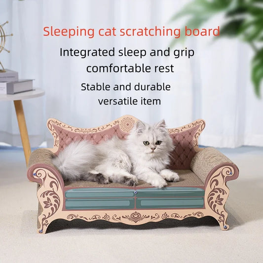 Petssify L-Shaped Cat Scratch Board Sofa – Integrated Nest Bed & Scratcher