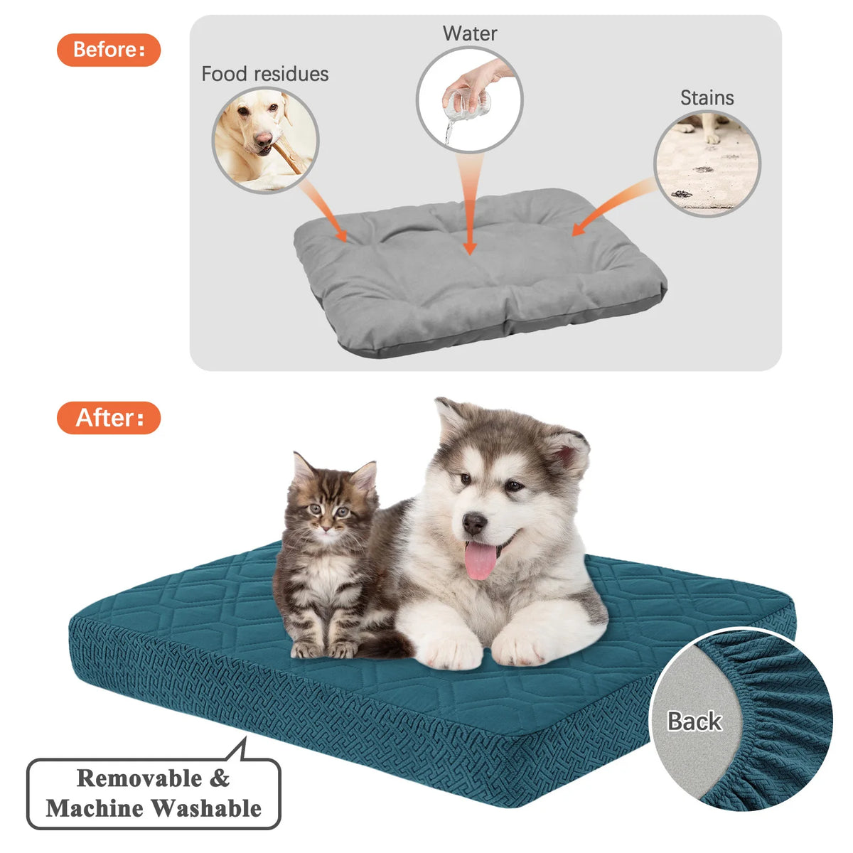 Petssify Waterproof Replacement Dog Bed Cover – Quilted Washable Pet Bed Cover