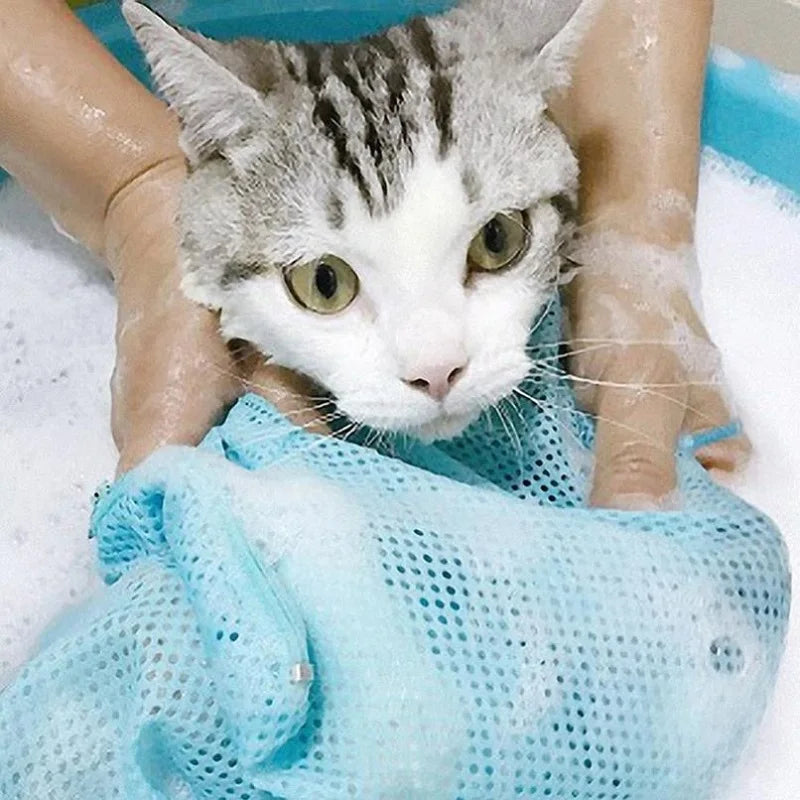 Petssify Mesh Cat Grooming Shower Bag – Adjustable Restraint for Bathing & Nail Trimming