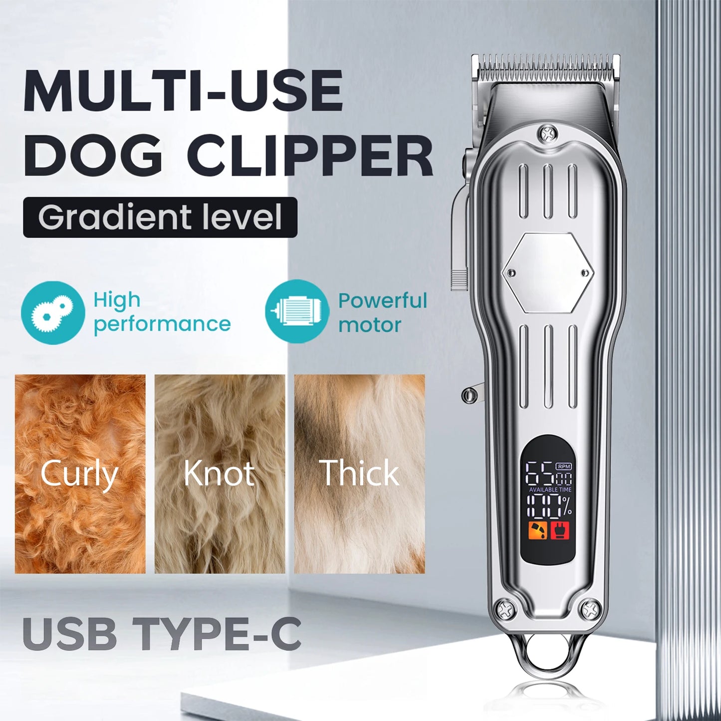 Petssify Low Noise Dog Clippers – Rechargeable for Thick Curly Coats