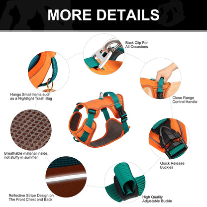 Mesh Breathable Dog Harness Nylon Reflective Dog Harnesses Vest Durable Pet Training Vest Adjustable for Small Medium Large Dogs