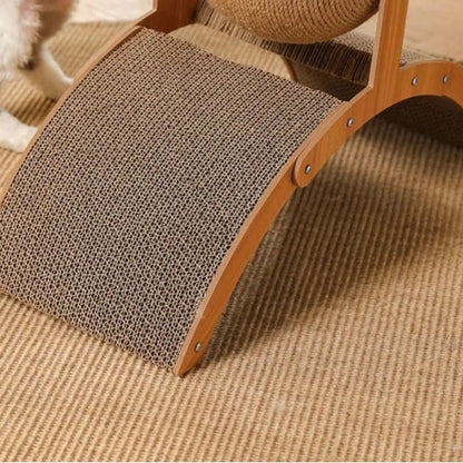 Petssify 2-in-1 Wooden Cat Scratching Ball – Sisal & Corrugated Scratcher