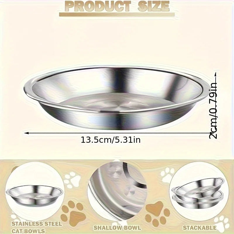 Petssify Slip-Resistant Stainless Steel Cat Bowl – Low-Profile Wide Design