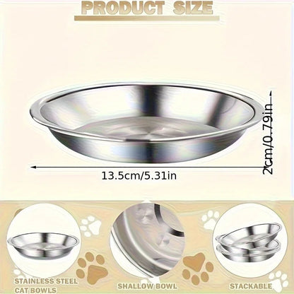 Petssify Slip-Resistant Stainless Steel Cat Bowl – Low-Profile Wide Design