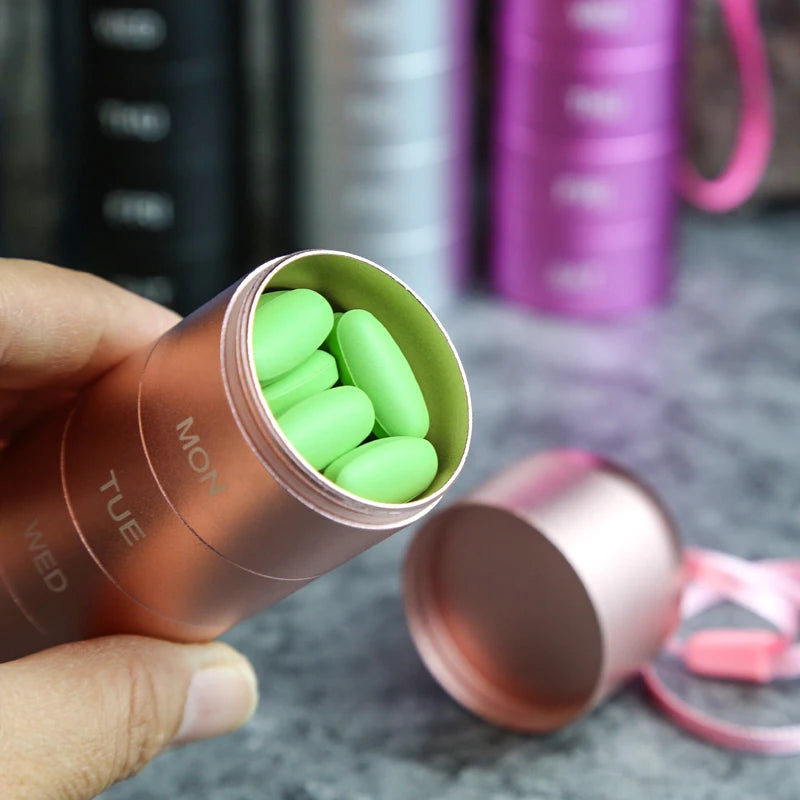Petssify Waterproof Weekly Pill Organizer – 7-Compartment Aluminum Travel Case