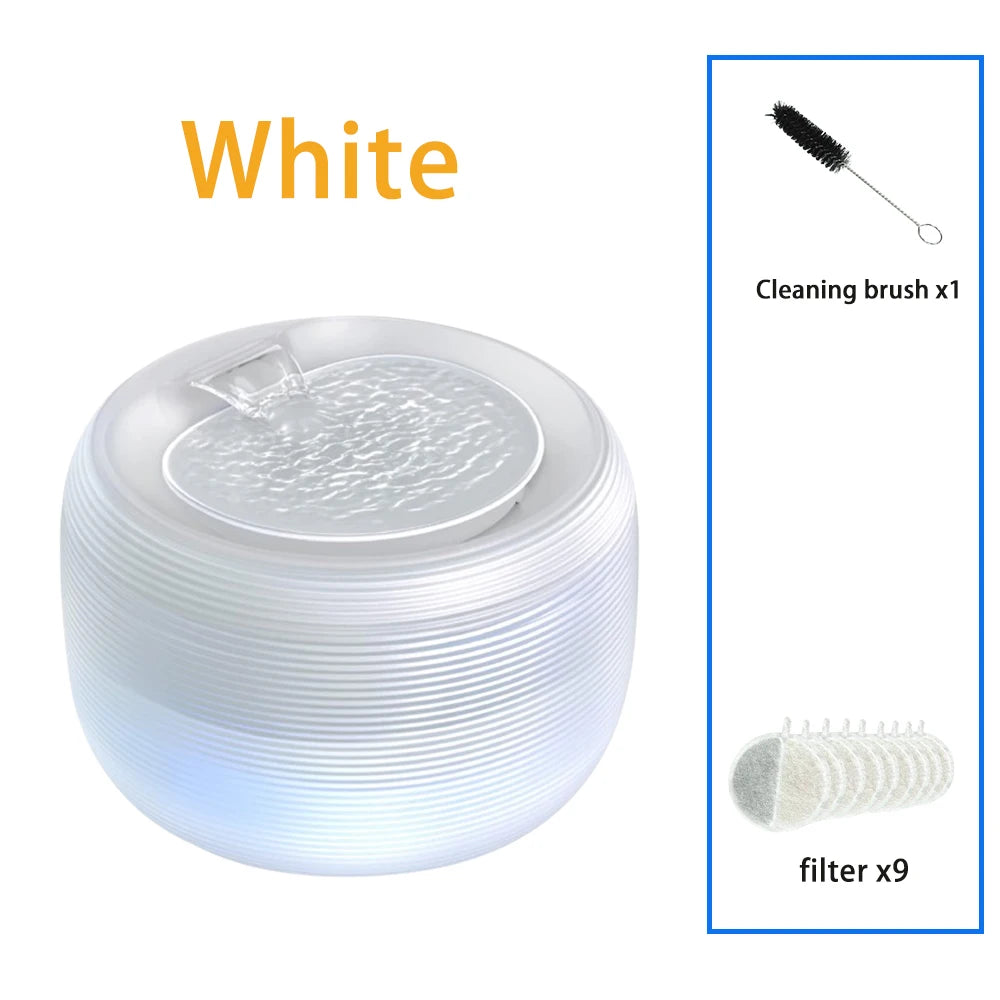 Smart Ultra Quiet Waterfall ﻿ 2.5L Cat Water Dispenser with Smart Pump Pet Water Fountain for Cats and Dogs Built-in LED Light