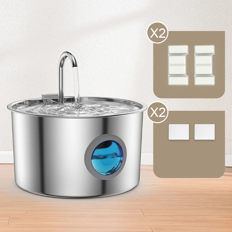 Petssify 108oz Stainless Steel Cat Water Fountain – Ultra-Silent 3.2L Pet Dispenser