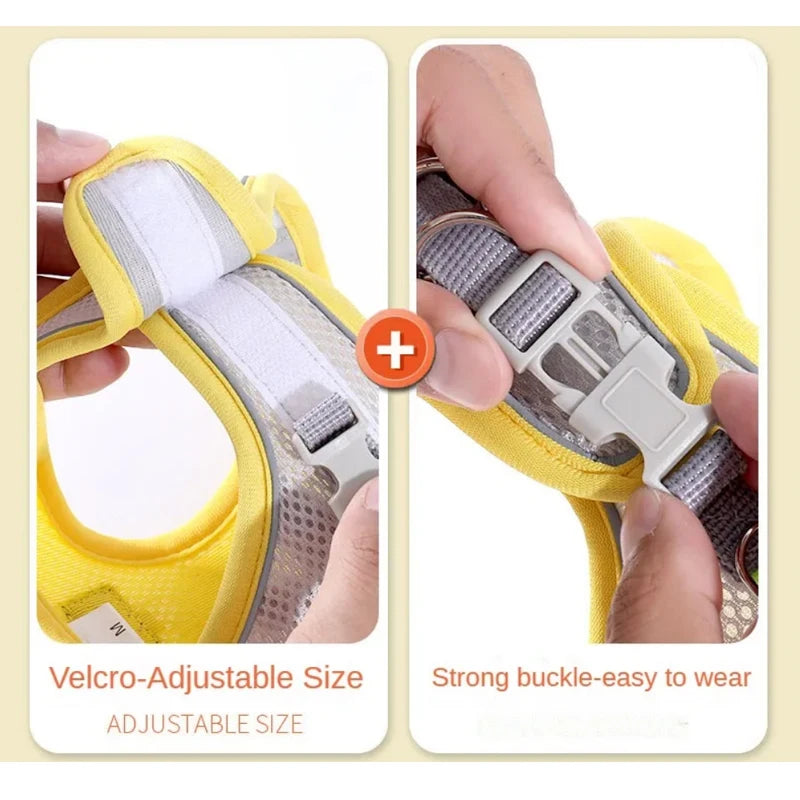 Reflective Pet Harness Vest | Breathable & Adjustable | No-Pull Chest Rope | For Small & Medium Dogs