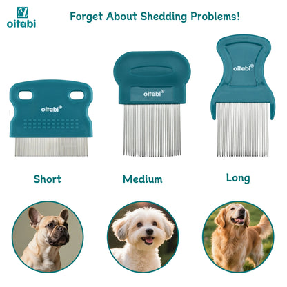 Petssify Oitabi Pet Grooming Comb Set – 5-Piece Stainless Steel Combs for Dogs & Cats