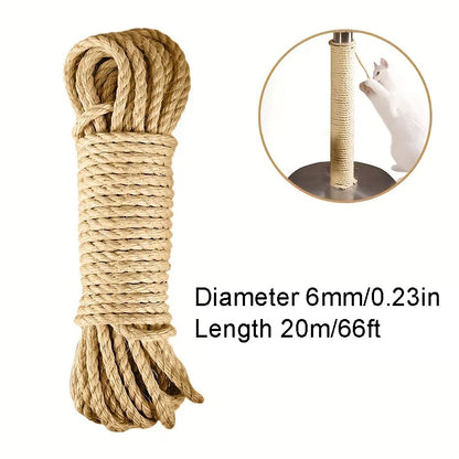Petssify Natural Sisal Rope – DIY Cat Scratcher Furniture Protector (33/66/164ft)