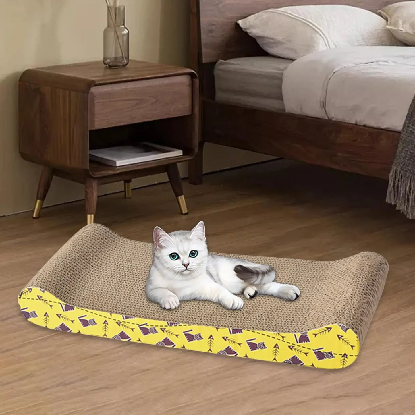 Petssify Cardboard Cat Scratcher Lounge Bed – Durable Scratch Pad & Nest