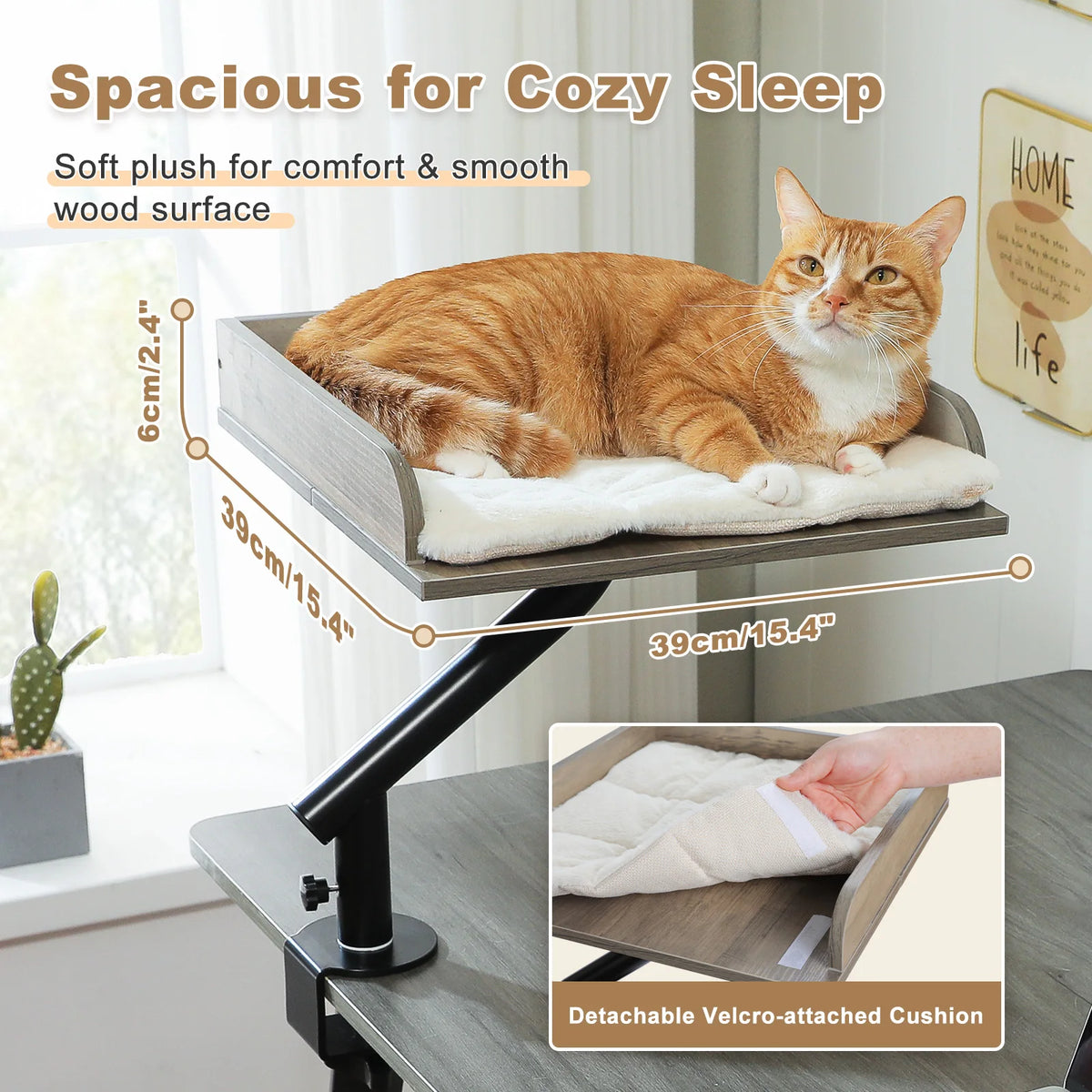 Petssify 360° Rotatable Cat Desk Bed – Adjustable Table Hammock for Cats