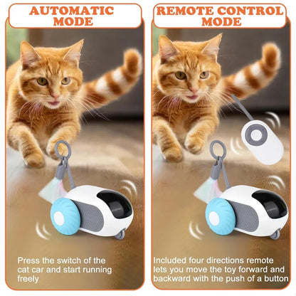 Smart Remote Controlled Cat Toy Car | Auto & Manual Modes | Interactive Kitten Training Toy