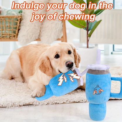 Plush Squeaky Dog Toy - Fun Cup Design, Soft Plush Material, Ideal For Large Breeds, Battery-Free