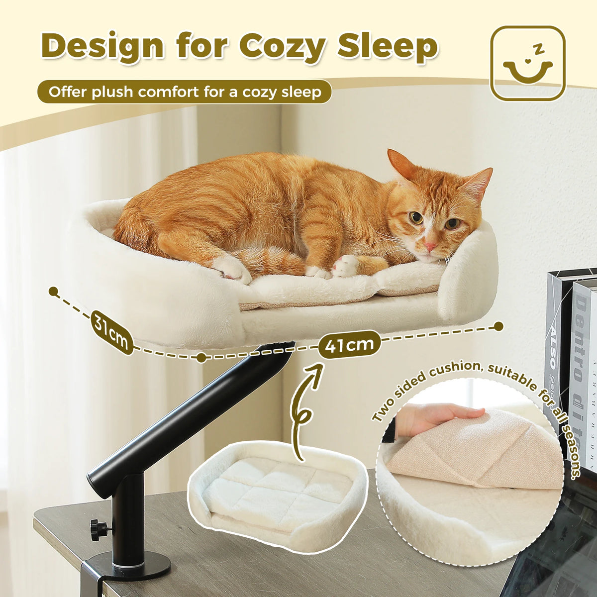 Petssify 360° Rotatable Cat Desk Bed – Adjustable Table Hammock for Cats