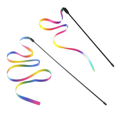 Pet Cat Toys Cute Funny Rainbow Strips Stick Cat Teaser Wand  Pet Toys for Cats Interactive Toys Cat Supplies Pet Products